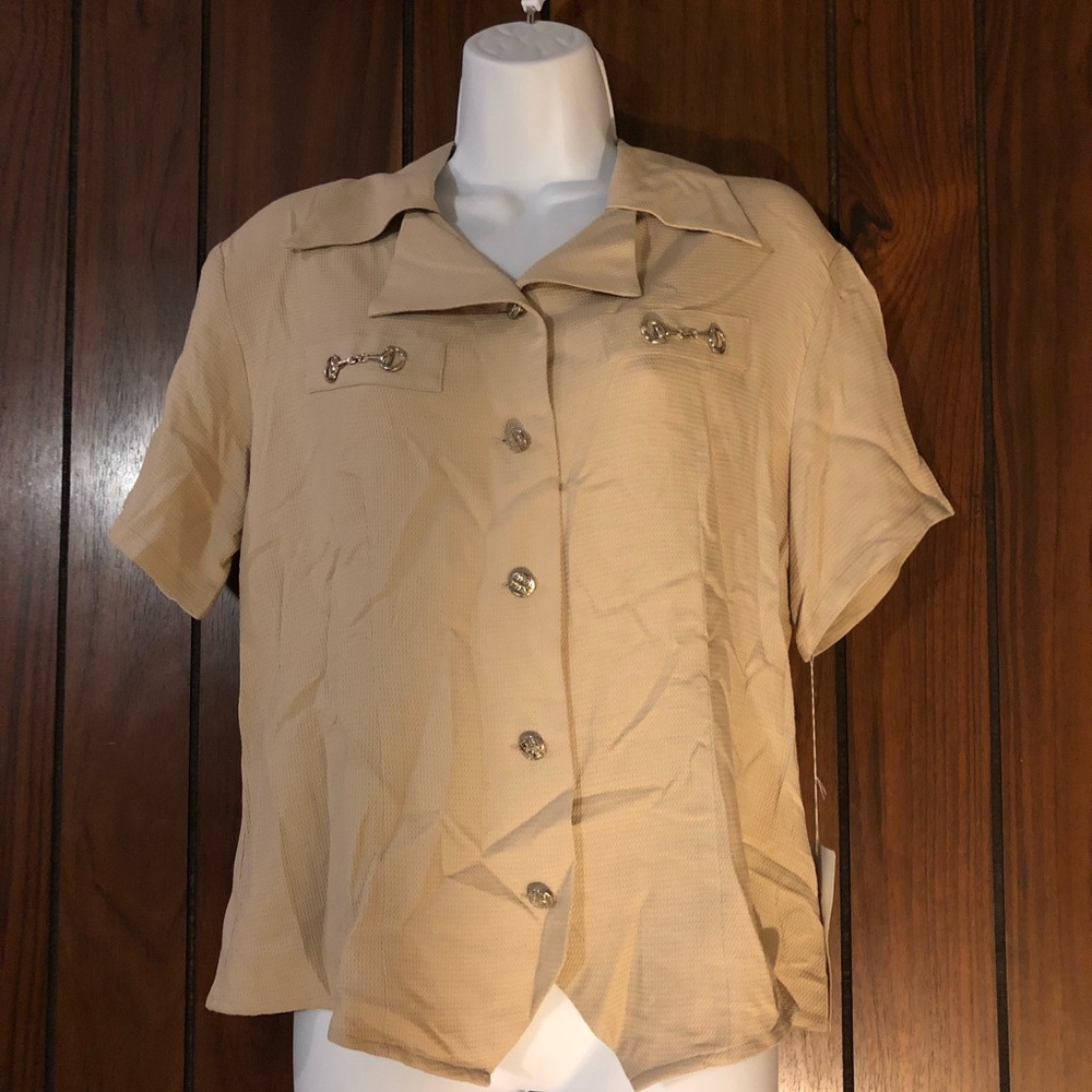 NWT K Arnold Career Silk Taffy Caramel  Shirt